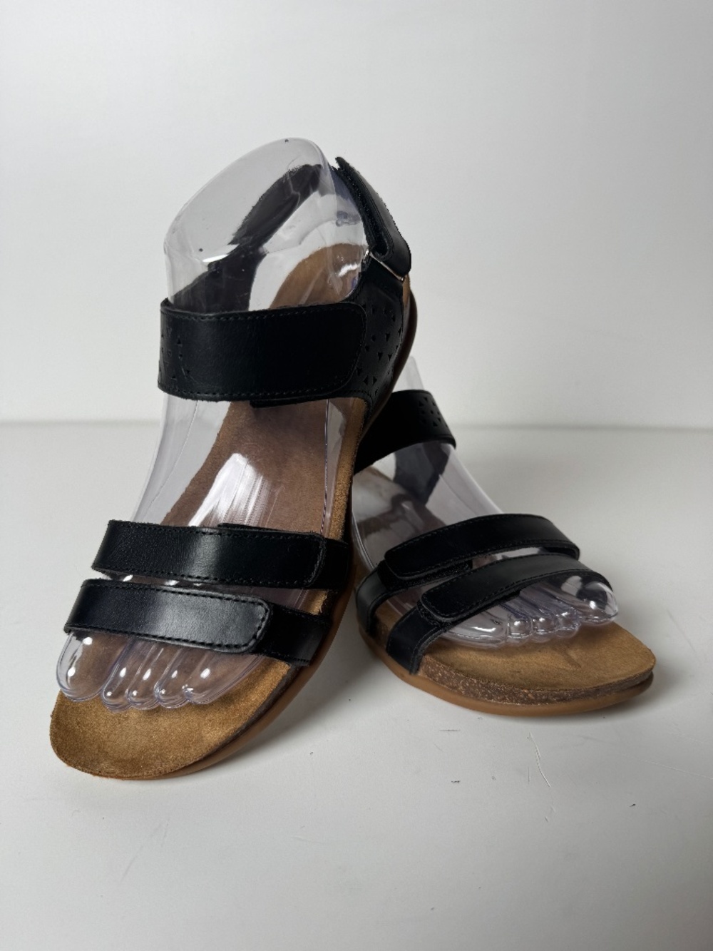 Propet Farrah Black Leather Comfort Sandals Women's Size 7 W Wide WSX113L Strapp
